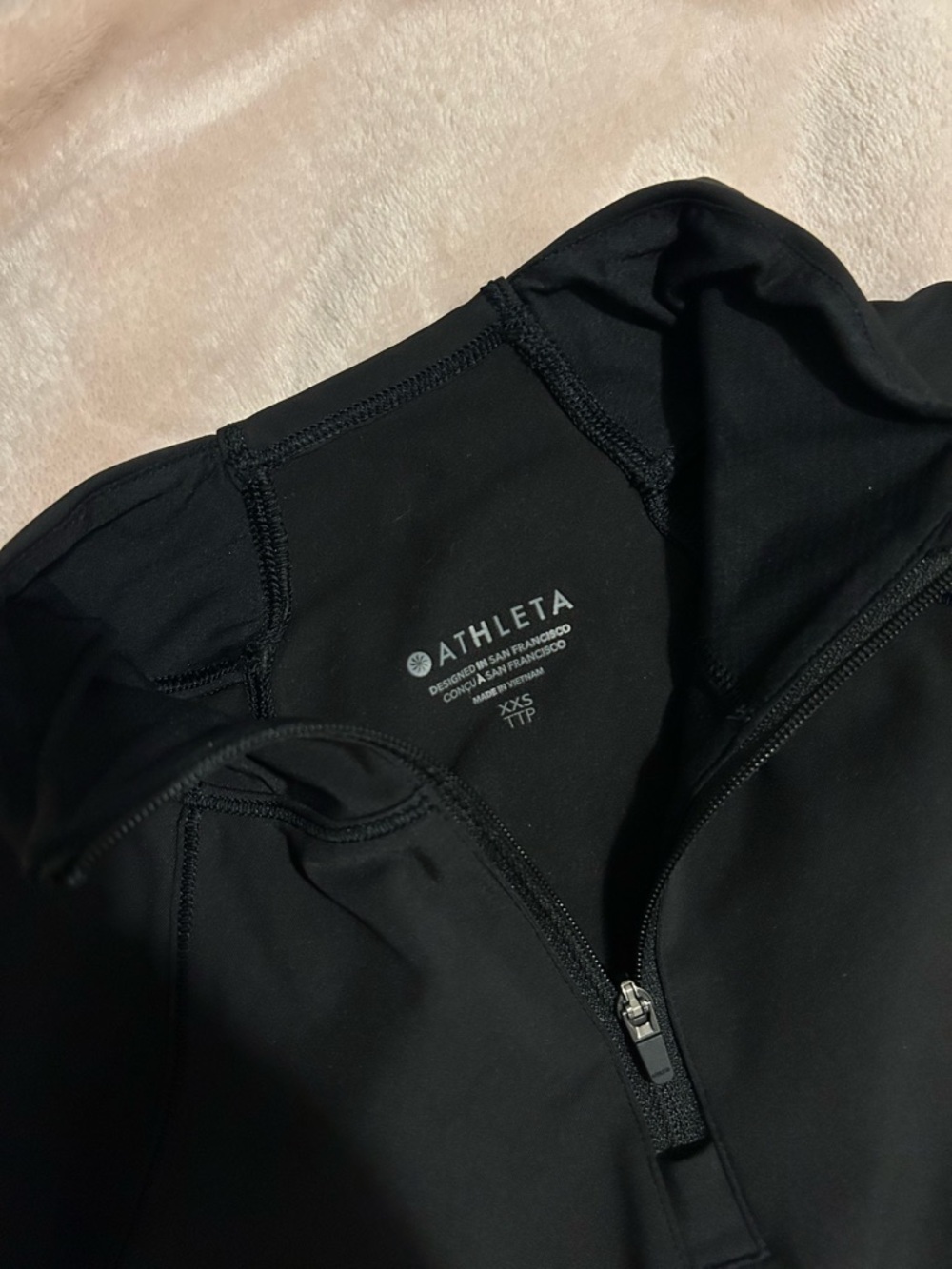 Athleta Black Quarter-Zip Pullover with Thumbhole Cuffs - Picture 2 of 2